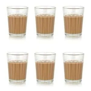 LOOKERIO Tea Glass Set of 6 – 120ML Classic Cutting Chai