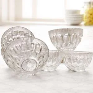 LOOKERIO Glass Bowl Set of 6 – 150ml Transparent Crystal Glass Katori